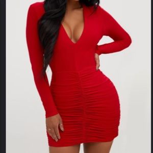 PrettyLittleThing Red Mini Dress
